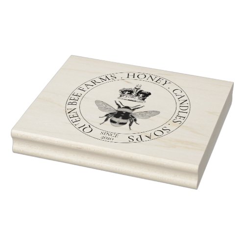 Apiary Bee And Crown Marketing Rubber Stamp