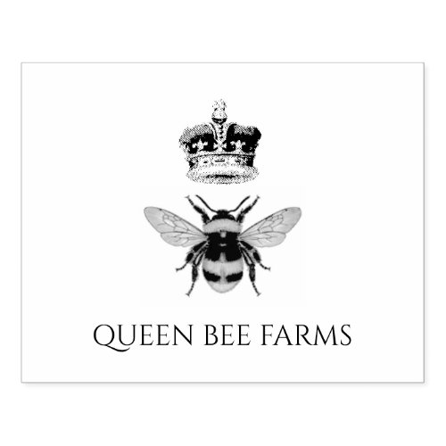 Apiary Bee And Crown Rubber Stamp