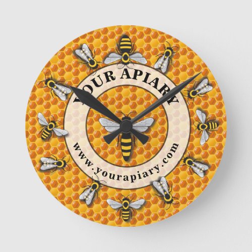 Apiary Bee Honeycomb Template Round Clock