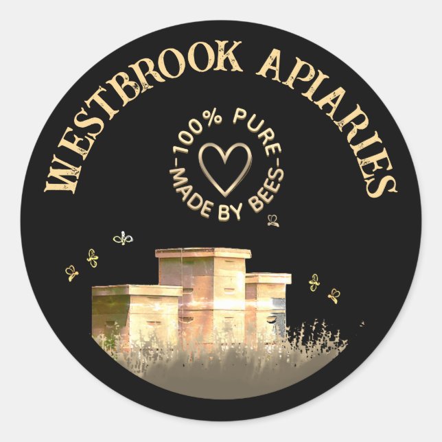 Apiary Beekeeper's Product Label Beehives Black (Front)