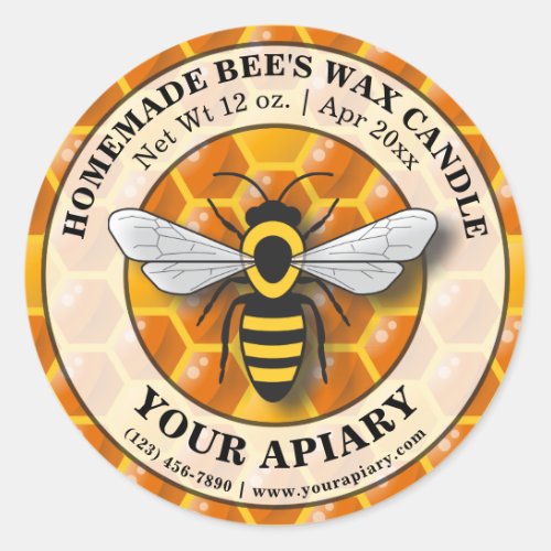 Apiary Bees Wax Candle Label Honeycomb Template