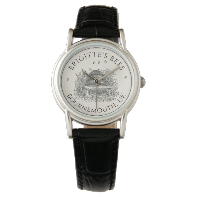Apiary Business Beekeeper Wristwatch Ivory Skep (Front)