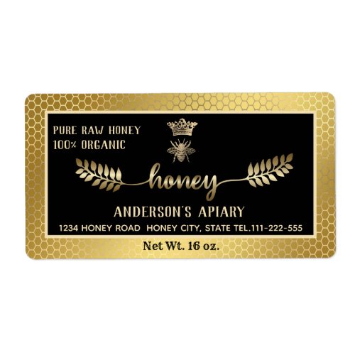 Apiary gold vintage calligraphy honey branch label