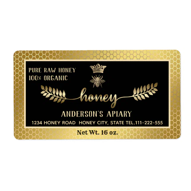 Apiary gold vintage calligraphy honey branch label | Zazzle