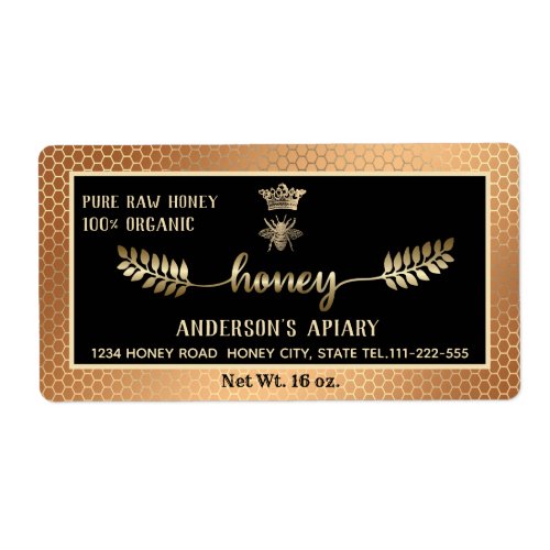 Apiary gold vintage calligraphy honey branch label