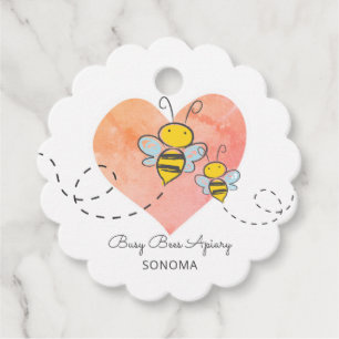 Apiary Honey Bees Heart  Beekeeper Farm Price Favor Tags