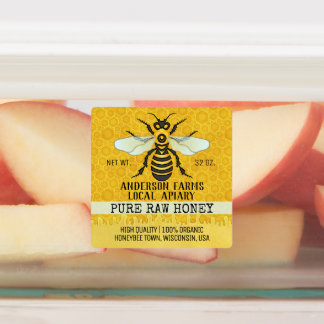 Apiary Honey Jar Bee Farm Honeybee and Honeycomb Labels