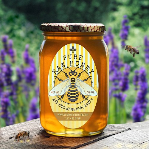 Apiary Honey Jar Labels  Honeybee Honeycomb Bee