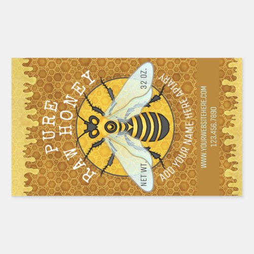 Apiary Honeybee Honey Jar Labels  Honeycomb Bee