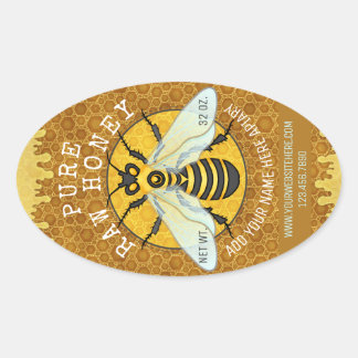Apiary Honeybee Honey Jar Labels | Honeycomb Bee