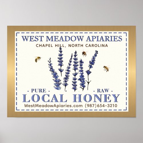 Apiary Name Farmers Market Gold Local Honey Poster