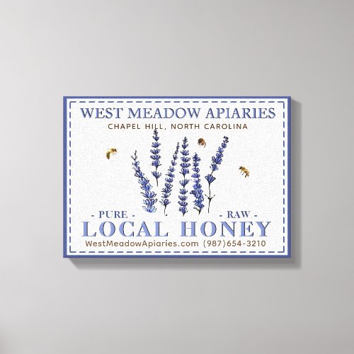 Apiary Name Farmers Market Local Honey Lavender Canvas Print