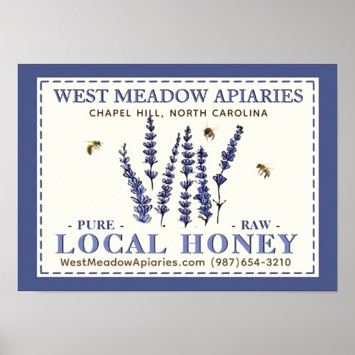 Apiary Name Farmers Market Local Honey Poster