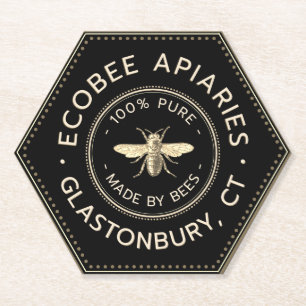 Apiary Promotional Hexagon Black Bee Coaster
