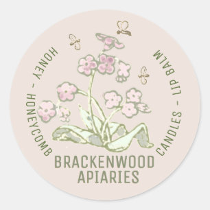 Apiary Promotional Label with Wildflower and Bees