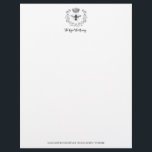 Apiary Queen Honey Bee Crown And Laurel Letterhead<br><div class="desc">Elegant regal queen honey bee,  crown and laurel apiary or beekeeper business stationery to elevate your and promote your brand. Add your company name and address at the bottom.</div>