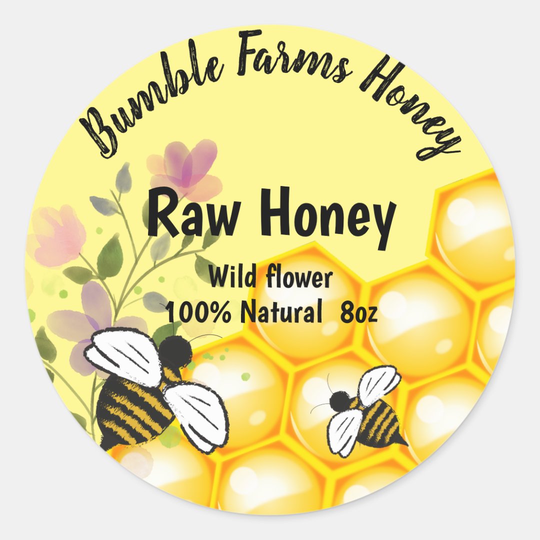Apiary RAW HONEY Custom label | Zazzle