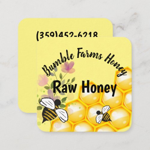 Apiary RAW HONEY Custom label Square Business Card