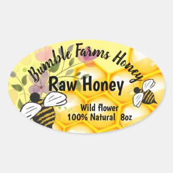 Apiary Raw Honey Custom Oval Label by FROdominatrix at Zazzle