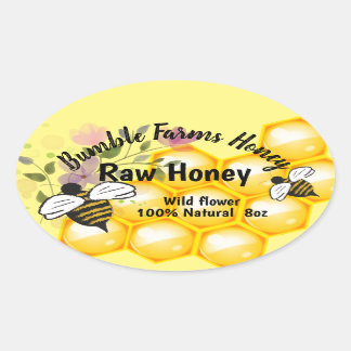 Apiary RAW HONEY Custom OVAL label