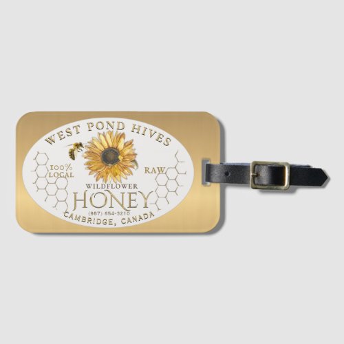 Apiary Sunflower Bee Honeycomb Gold Gradient Honey Luggage Tag