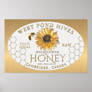 Apiary Sunflower Bee Honeycomb Gold Gradient Poster