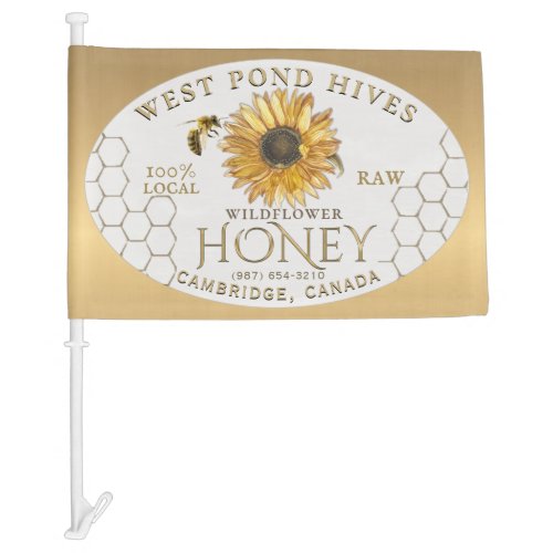 Apiary Sunflower Bee Honeycomb Gold Honey Car Flag