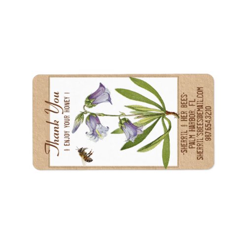 Apiary Thank You Bellflower and Bee Address Label