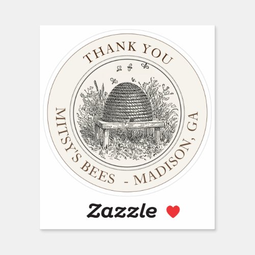 APIARY THANK YOU Label with Skep