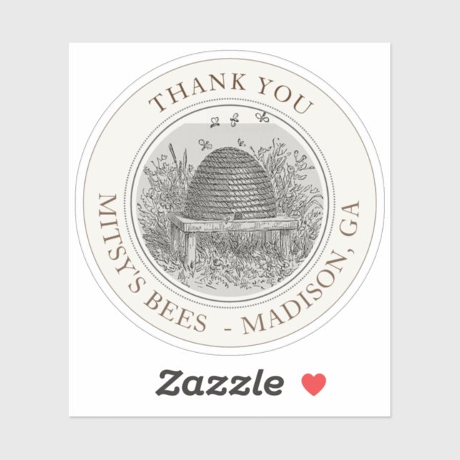 APIARY THANK YOU Label with Skep (Sheet)