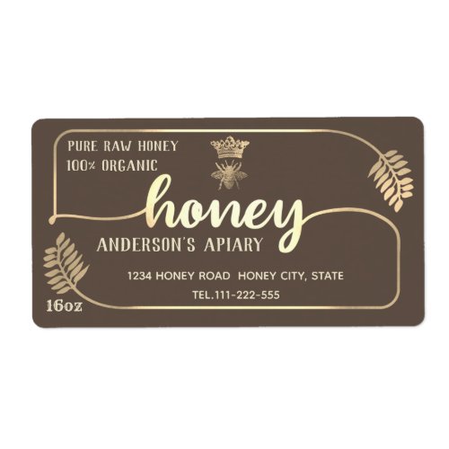 Apiary vintage calligraphy honey branch label