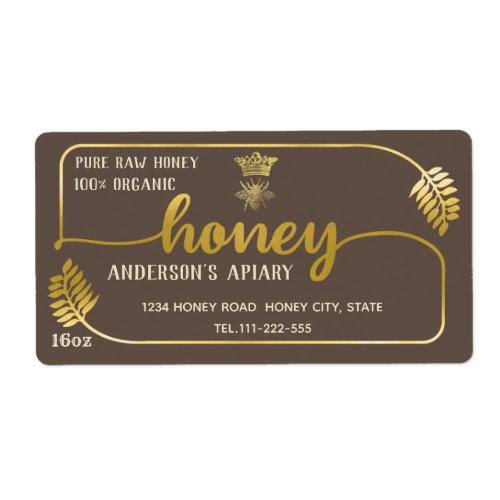 Apiary vintage calligraphy honey branch label