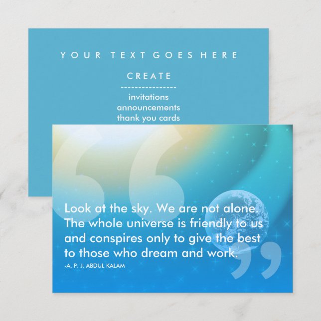 APJ Abdul Kalam success quote Invitation (Front/Back)