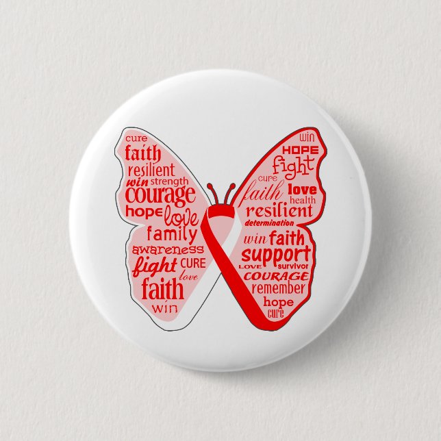 Aplastic Anemia Awareness Butterfly Ribbon Button (Front)