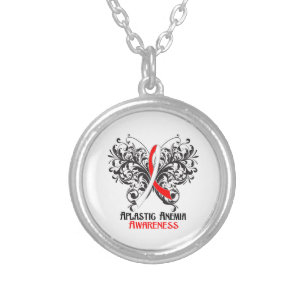 Aplastic Anemia Awareness Butterfly Silver Plated Necklace