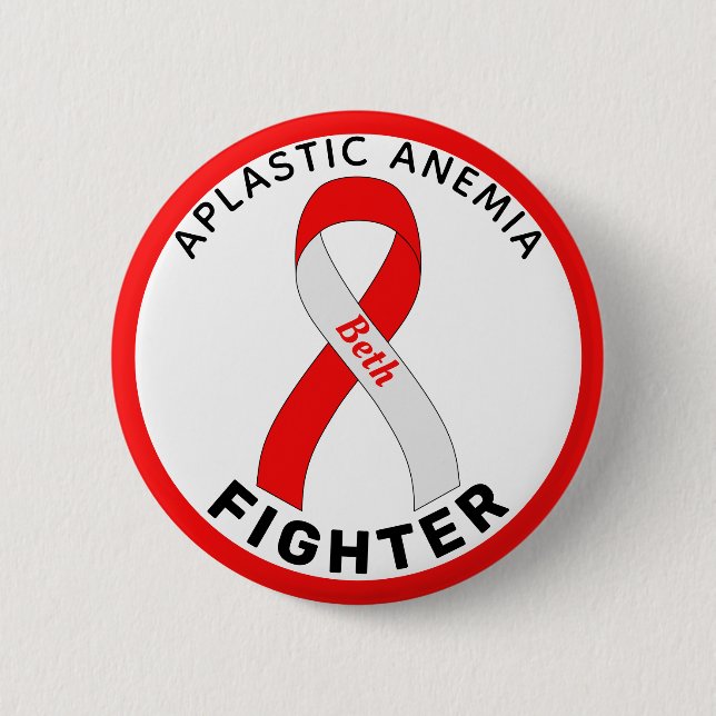 Aplastic Anemia Fighter Ribbon White Button (Front)