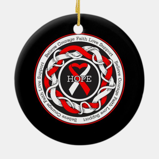 Aplastic Anemia Hope Intertwined Ribbon Ceramic Ornament (Back)