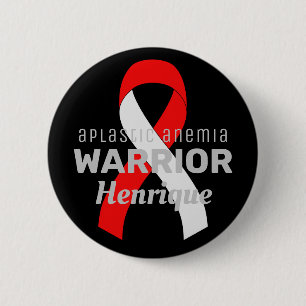 Aplastic Anemia Warrior Ribbon Black Button