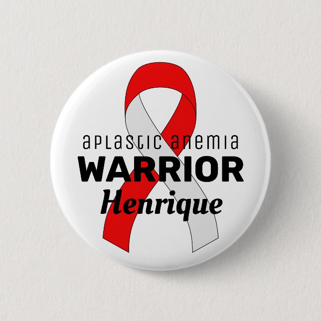Aplastic Anemia Warrior Ribbon White Button (Front)