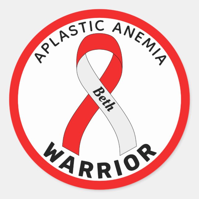Aplastic Anemia Warrior Ribbon White Round Sticker (Front)
