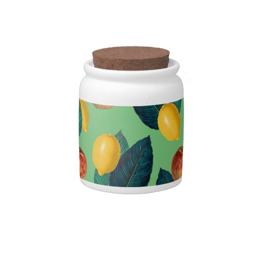 aples and lemons green candy jar