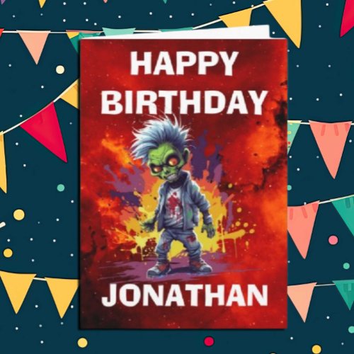 Apocalypse Birthday Zombie Boy Card