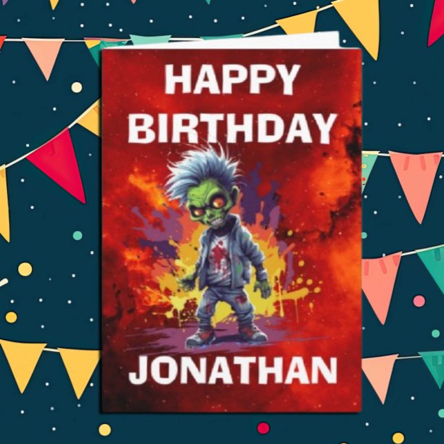 Apocalypse Birthday Zombie Boy Card (Zombie Walkers,  Your birthday party won't be complete without an array of gruesome zombie props! )