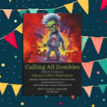 Apocalypse Birthday Zombie Boy Invitation<br><div class="desc">Apocalypse Birthday Zombie Boy
A zombie personalized for a little child.  Invite friends and loved ones to celebrate your boy's 8th birthday,  Click the "Customize it!" button to change the text size,  text color,  font style and more!</div>