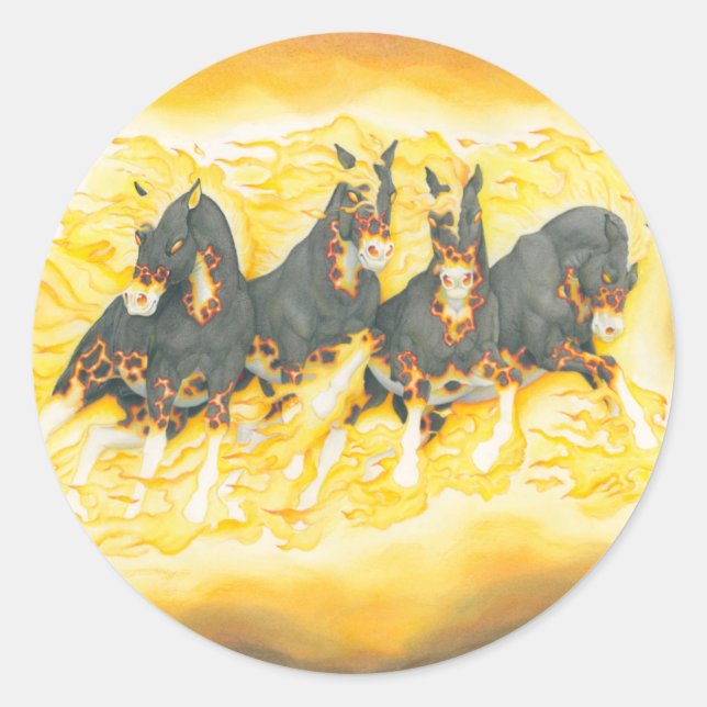Apocalypse Horses Classic Round Sticker (Front)