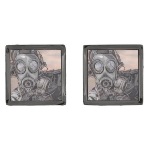 Apocalypse Prepper Gunmetal Studs Cufflinks