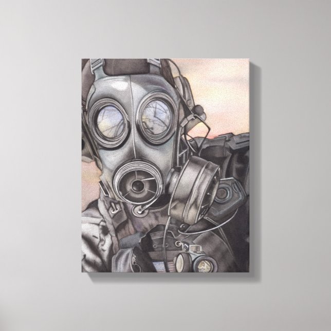Apocalypse Prepper in Gas Mask Art Piece Canvas Print (Front)