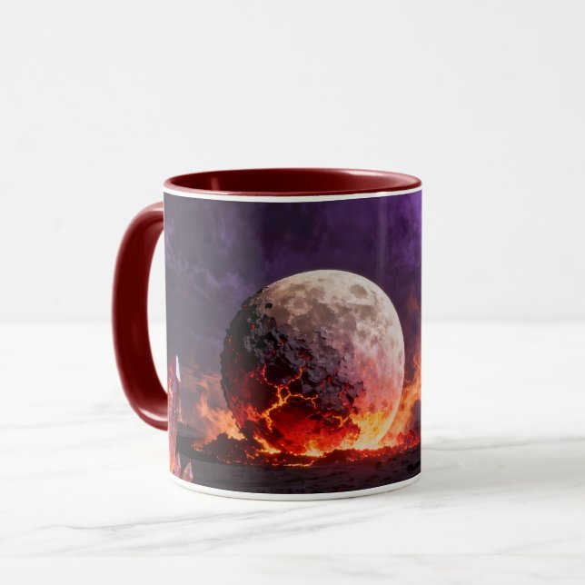 Apocalyptic Burning Moon Accent Mug (Front Left)
