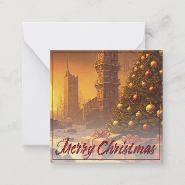 Apocalyptic Christmas Motif, with Presents Note Card (Front)