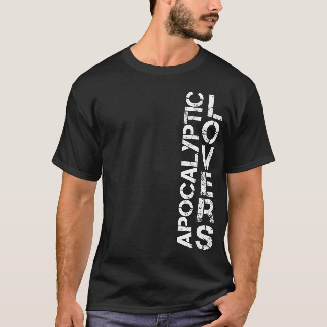 Apocalyptic Lovers - (M) Vertical DBL sided logo. T-Shirt (Front)